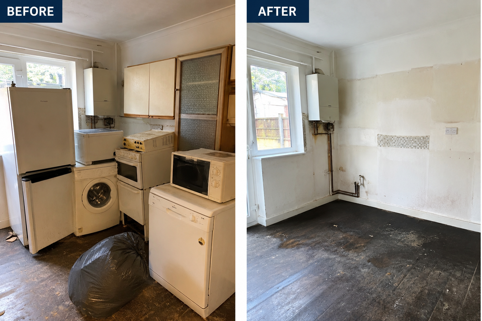 After waste removal result showing a cleared usable space