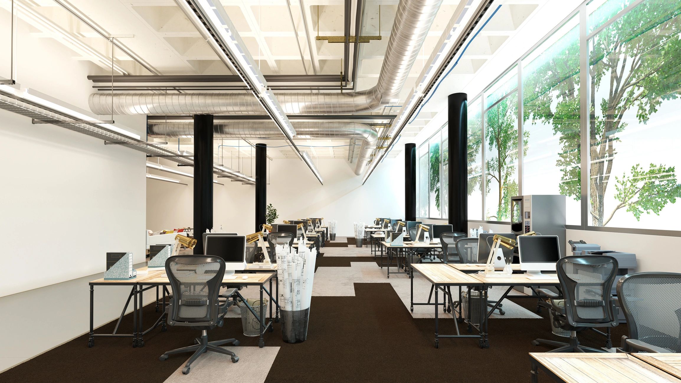 After office cleaning result showing an open-plan office ready for use