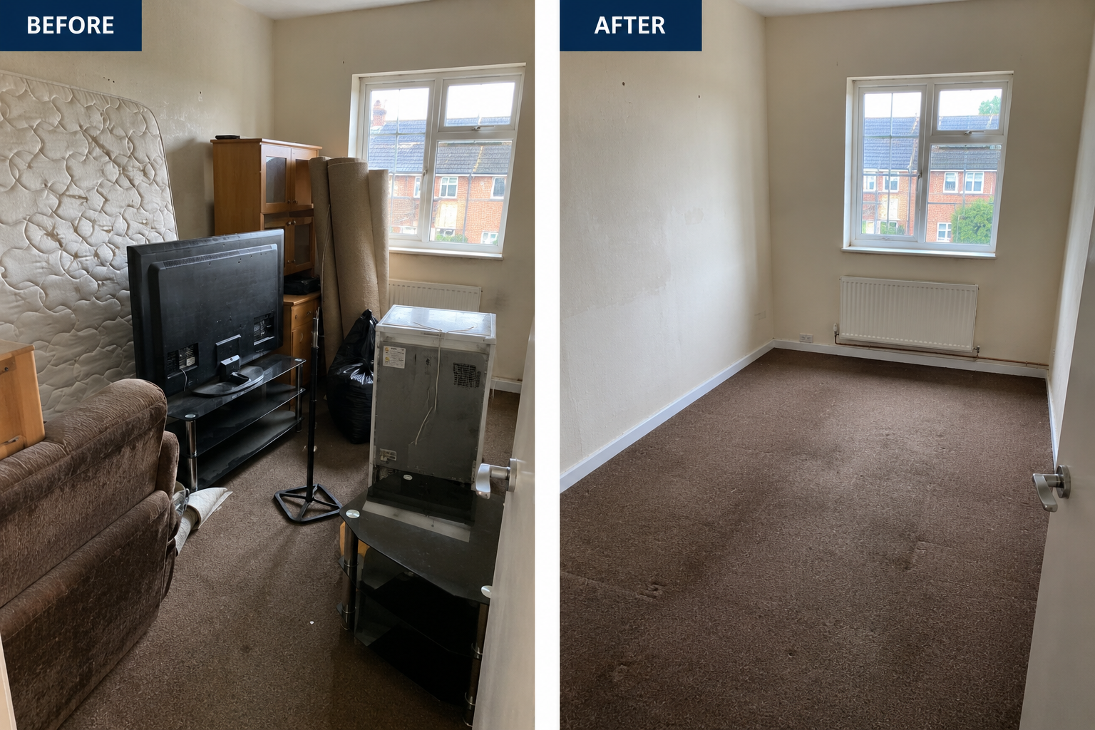 Before waste removal result showing items ready for collection