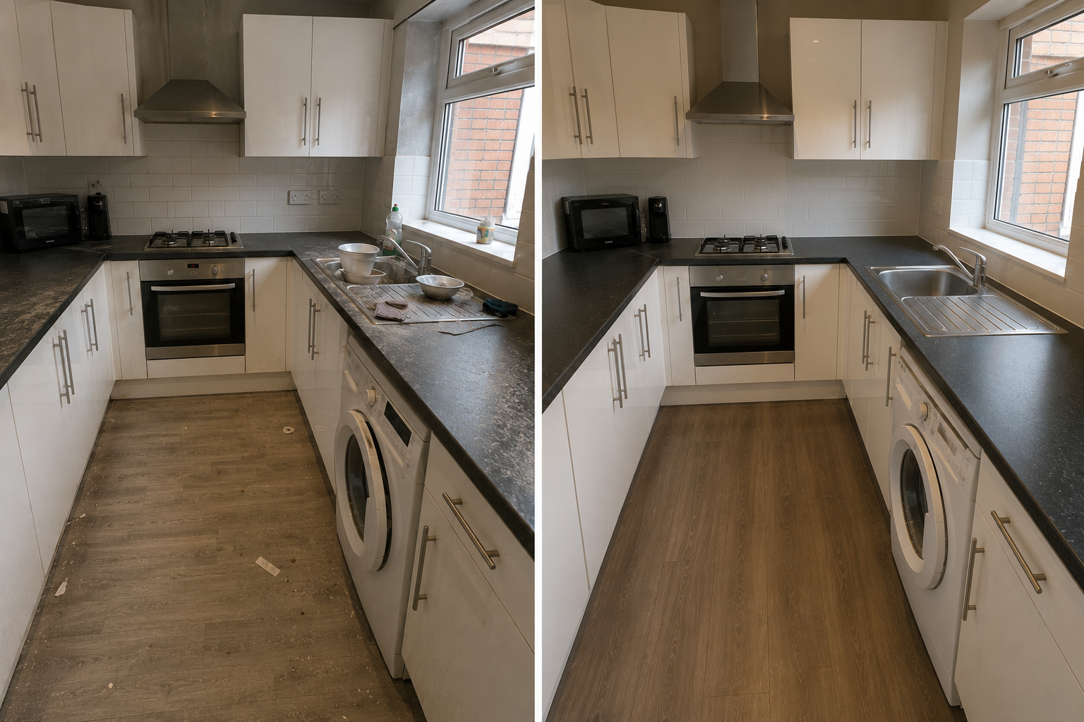 Before deep cleaning result showing a room needing a full clean