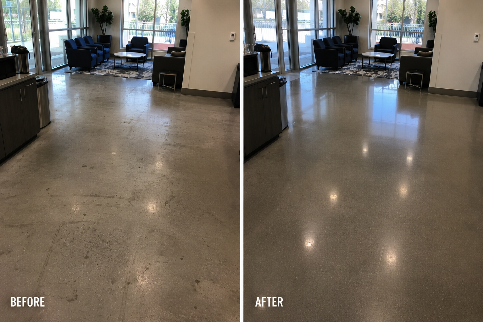 Before commercial cleaning result showing a space needing attention