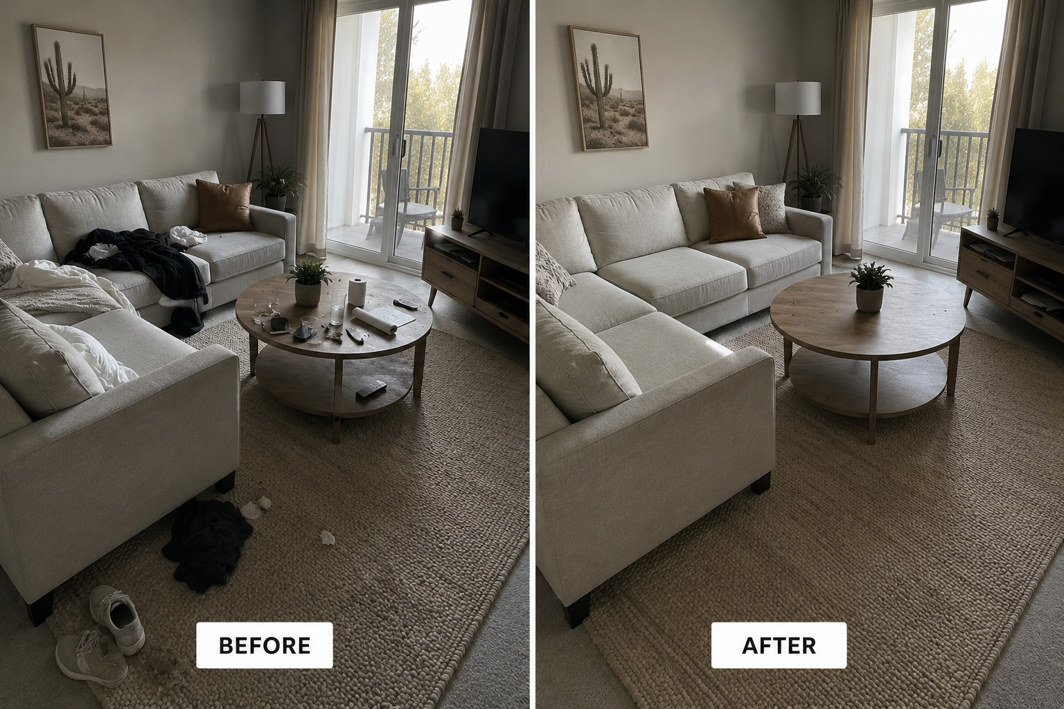 Airbnb cleaning result showing a clean and guest-ready interior