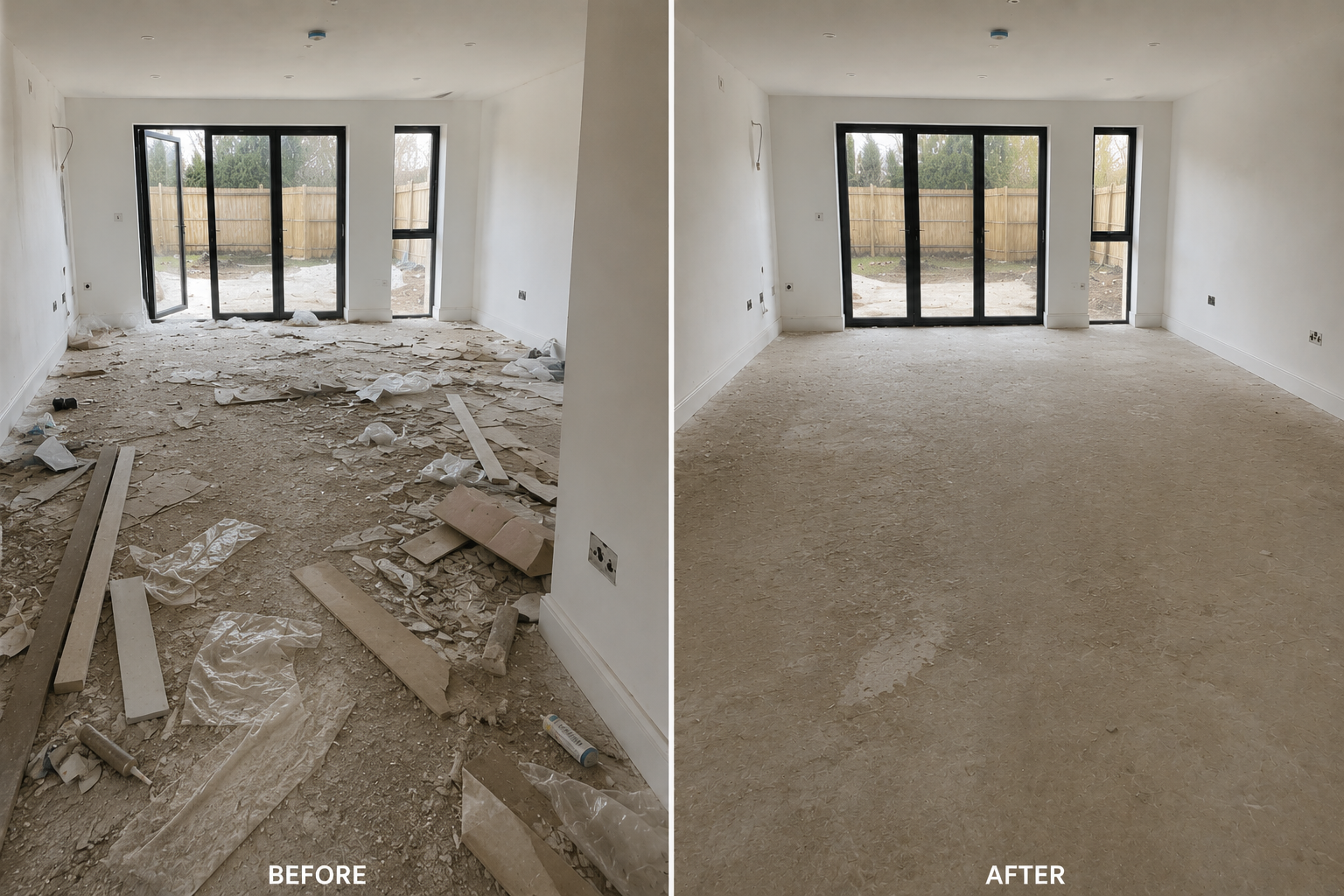 After builders cleaning result in a renovated interior